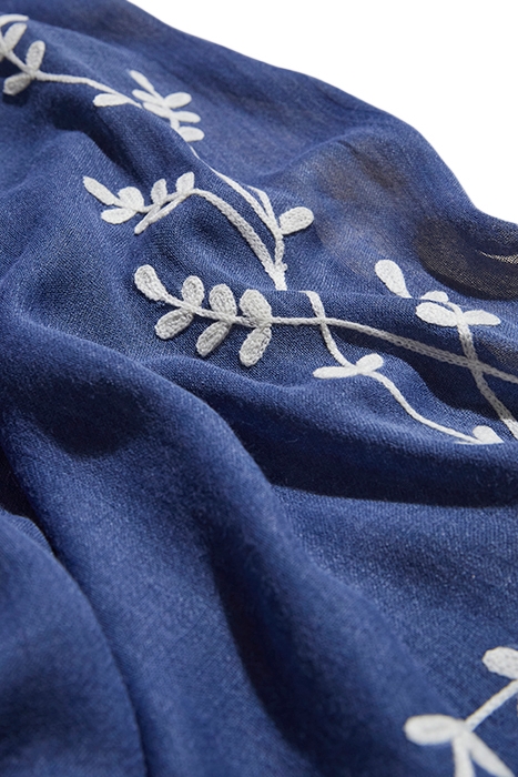 CRAFT FLORAL EMBROIDERY SCARF MID BLUE 4