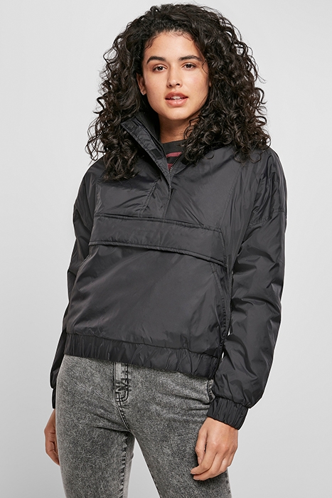 LADIES PANEL PADDED PULL OVER JACKET BLACK 2