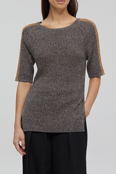 WOMEN CREW NECK SHORT SLEEVE KNITS BLACK 1