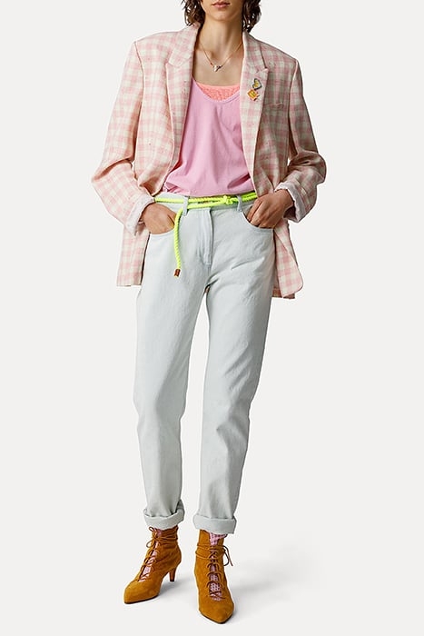 ORGANIC COTTON JERSEY TANK TOP WITH CROCHET PATCH MARSHMALLO 2