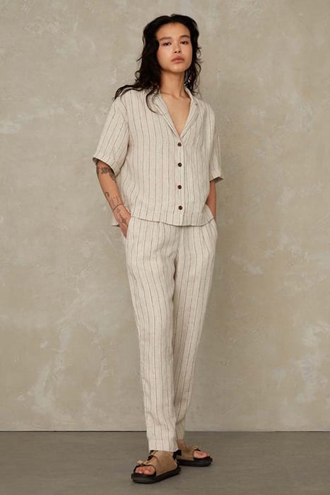 ATHALIE SHORT SLEEVE LINEN STRIPE RED 3