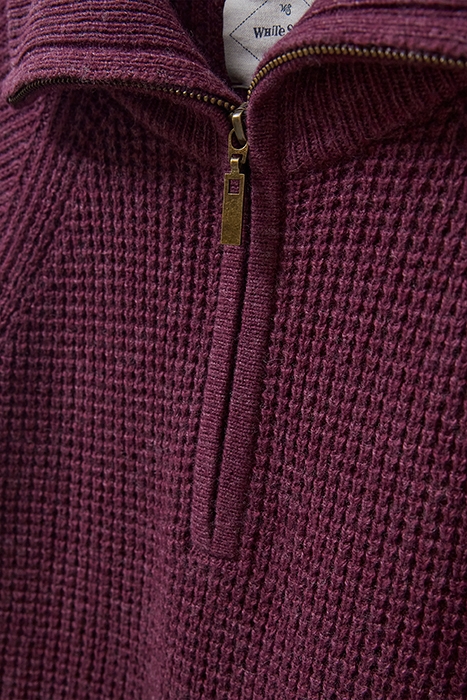 MEAD ZIP NECK RIB JUMPER MID PLUM 3