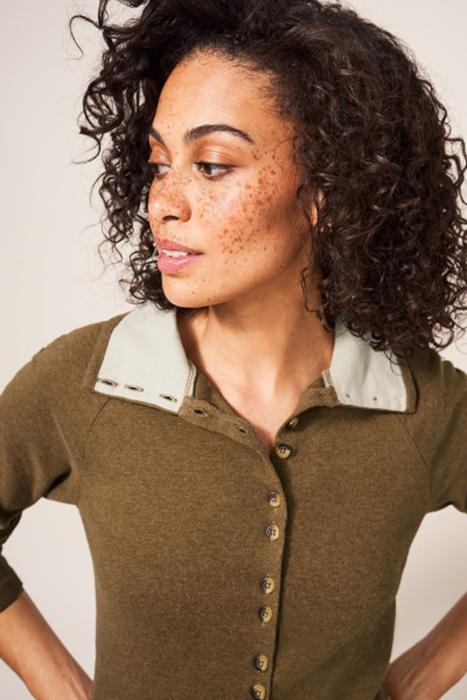 BILLY BUTTON THROUGH ROLL NECK KHAKI GREEN 4