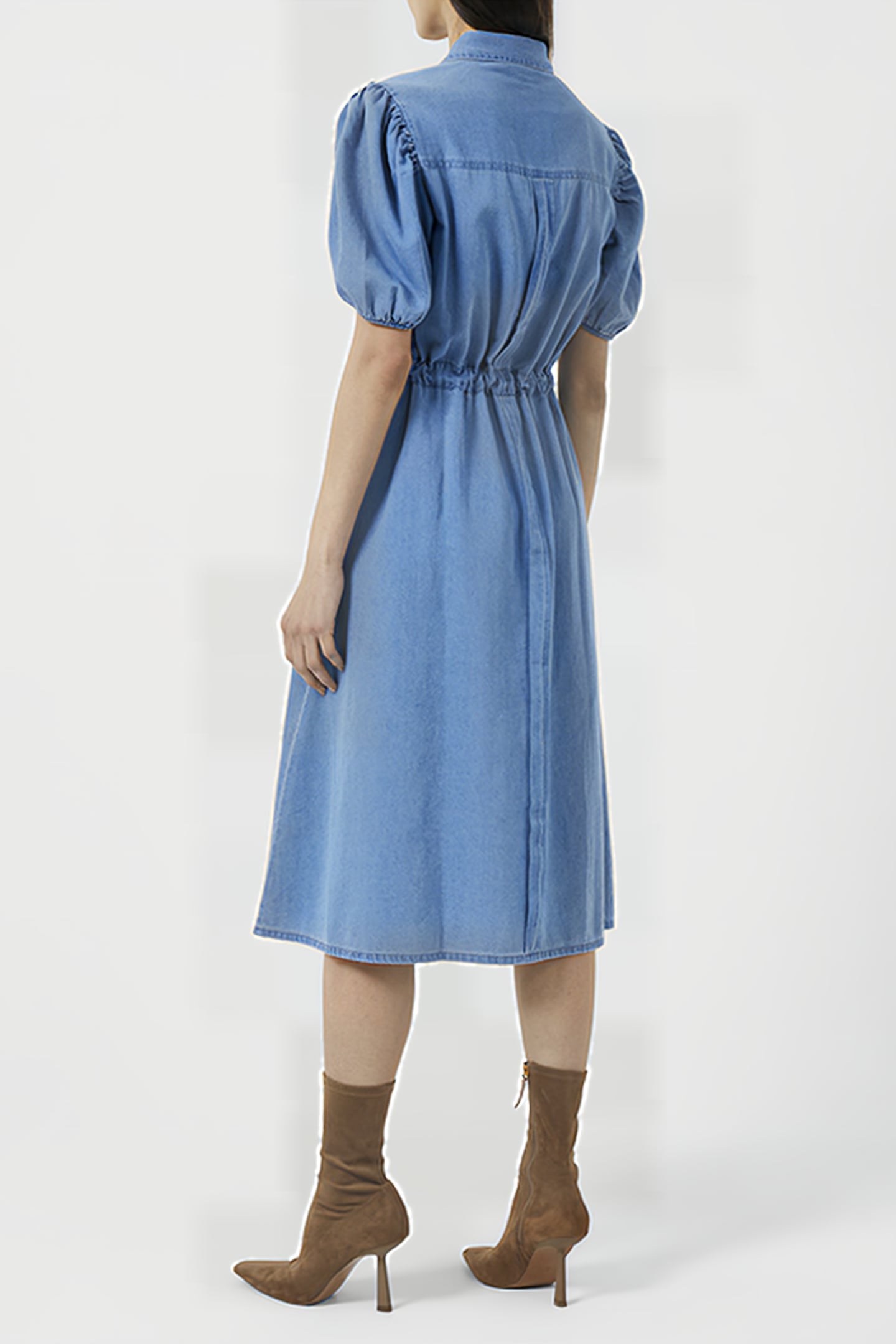 ZAVES CHAMB PUFF SLV SHIRT DRS MEDIUM BLUE 3