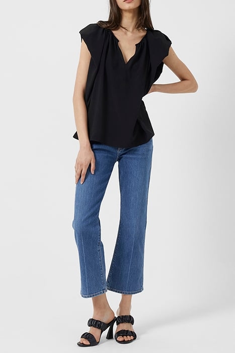 CREPE LIGHT V NECK BLOUSE BLACK 2