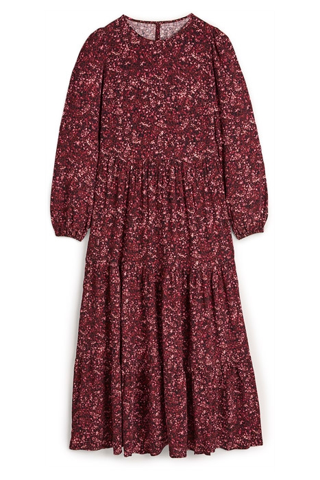 CREW NECK TIERED DRESS RED 5