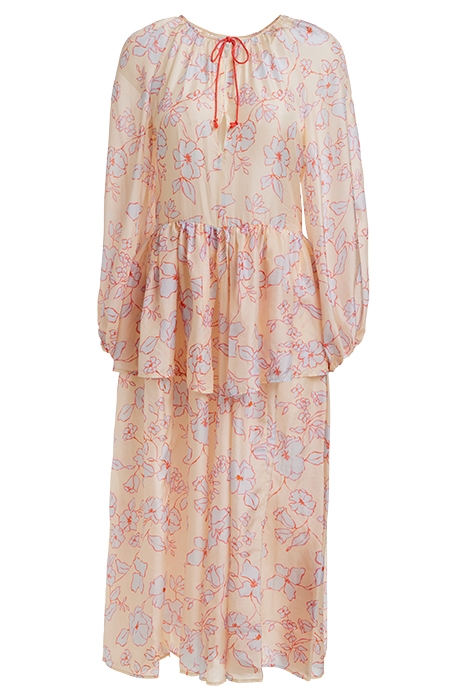 "TRUE COLORS" PRINT HABOTAI SILK DRESS CREAM 1