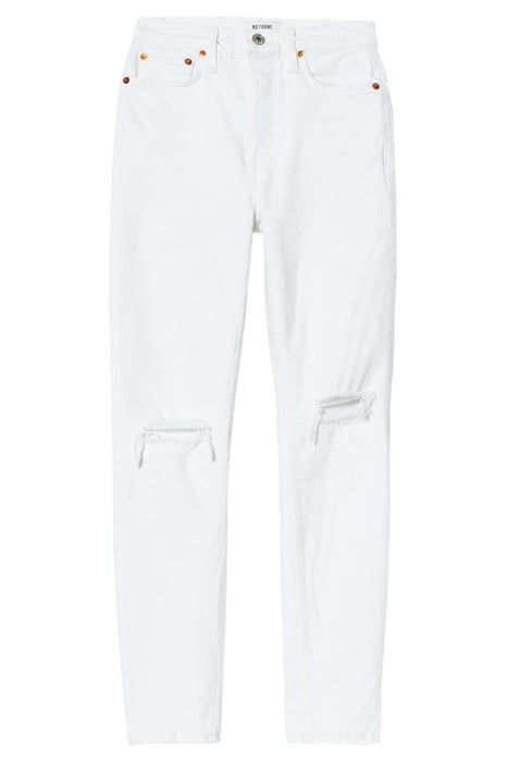 90S HIGH RISE ANKLE CROP WHITE DESTROYED 1