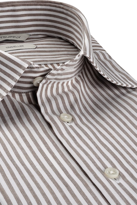 BROWN STRIPED SLIM FIT SHIRT 3