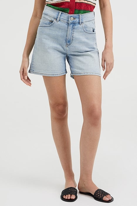LADIES HIGH RISE DENIM SHORT WITH STRETCH LIGHT BLUE 2
