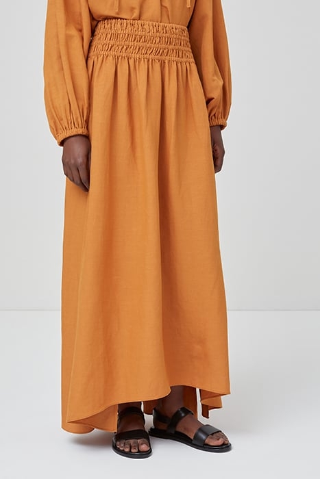 SHIRRED MAXI SKIRT GOLD EARTH 1