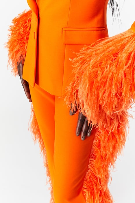 FEATHER-TRIMMED PANTS VIBRANT ORANGE 4