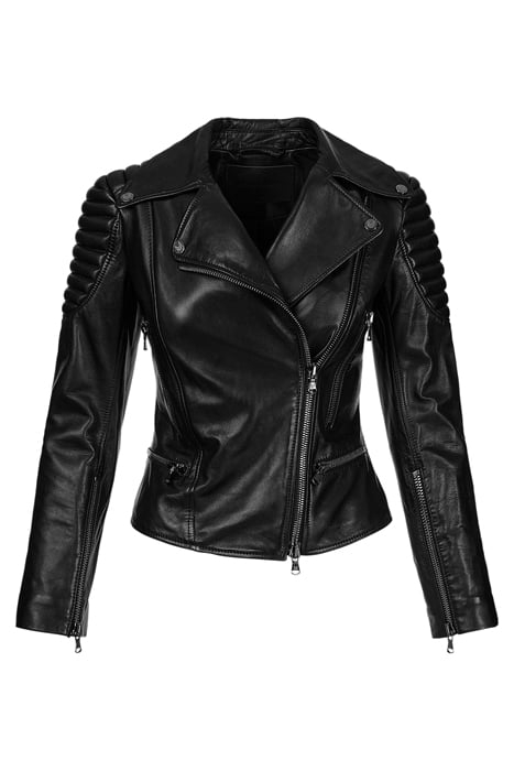 LEATHER SLIM FIT BIKER JACKET BLACK 4