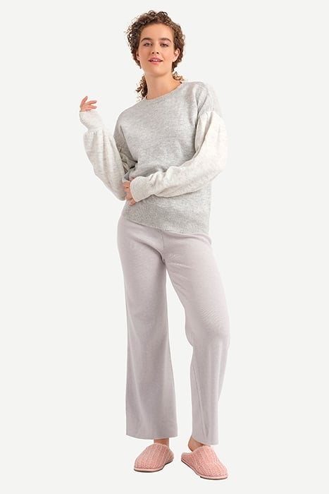 LW BO. TROUSERS VELIENE COMFORTABLE KNI LIGHT HEATHER GREY 2