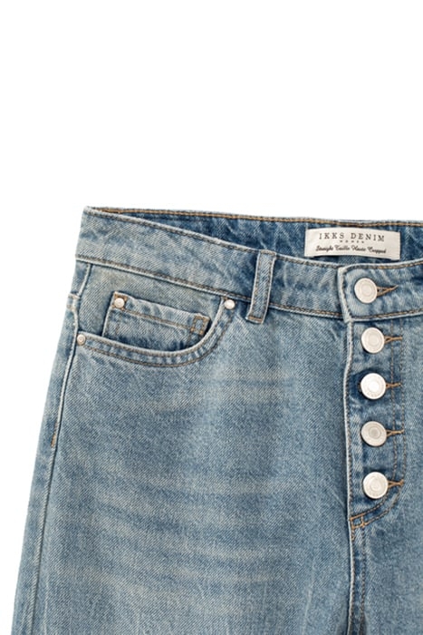 LIGHT BLUE COTTON HIGH-WAIST STRAIGHT JEANS 5