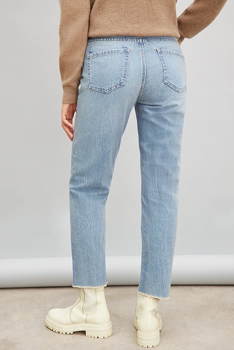 LIGHT BLUE COTTON HIGH-WAIST STRAIGHT JEANS 2