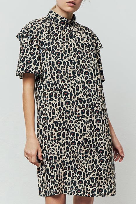 WOMEN'S LEOPARD AND STAR PRINT VISCOSE SHORT DRESS 1