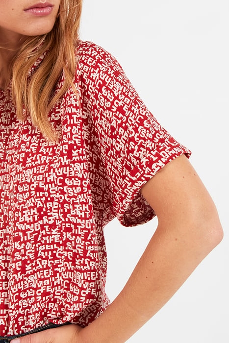 CANDY RED MINI-LETTER PRINT TOP 5