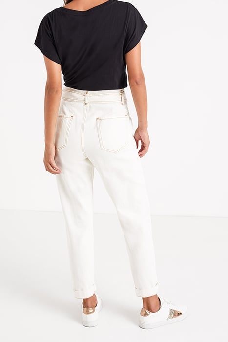 ECRU SLOUCHY JEANS WITH VISIBLE PRESS STUDS 2