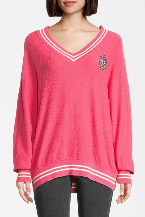 TELLING KNITTED V-NECK SWEATER CARMINE 2