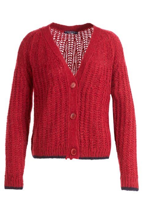 V-NECK FANCY BTN RGL CARDI LS RED 1