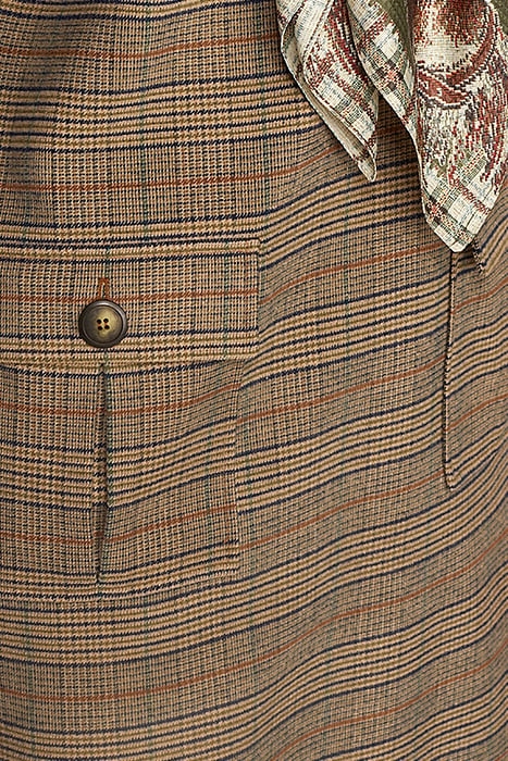 DRESS ROUND NECK APPLIED PKT BROWN 7