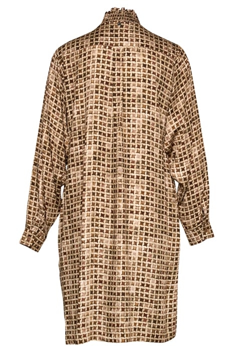 SMOCK COLLAR SHORT LS DRESS BROWN 7