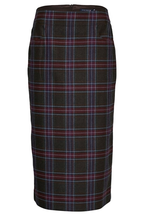 PENCIL SKIRT STUDDED PKT BROWN 1