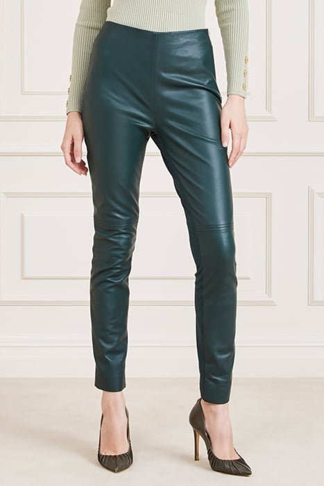 HIGH WAIST COY LEGGI CHENILLE LEATHER PANT GREEN 1