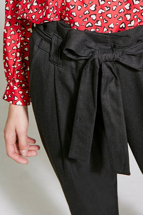 STRAIGHT PANTS BLACK HIGH WAIST REMOVABLE BELT WOMAN 5