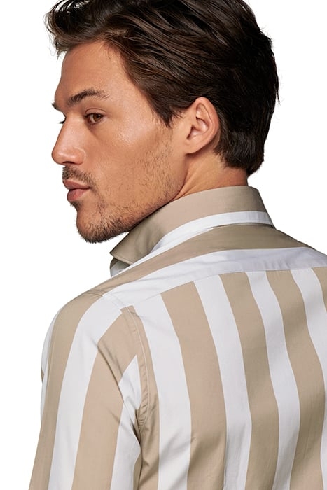 LIGHT BROWN STRIPED EXTRA SLIM FIT SHIRT 6