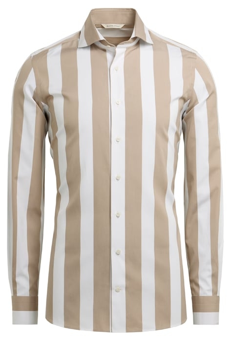 LIGHT BROWN STRIPED EXTRA SLIM FIT SHIRT 8