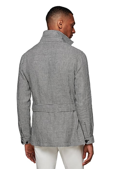 BLACK HOUNDSTOOTH BELTED SAFARI JACKET 2