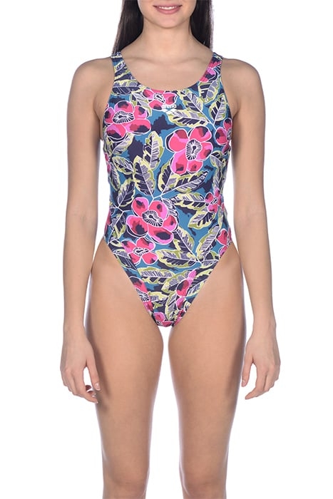 W TROPICAL SKETCH SWIM TECH ONE PIECE GREEN MULTI 2