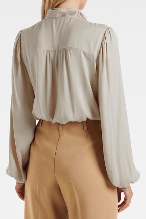 SAVANNAH SATIN BUTTON DETAIL BLOUSE SMOKED ALMOND 2