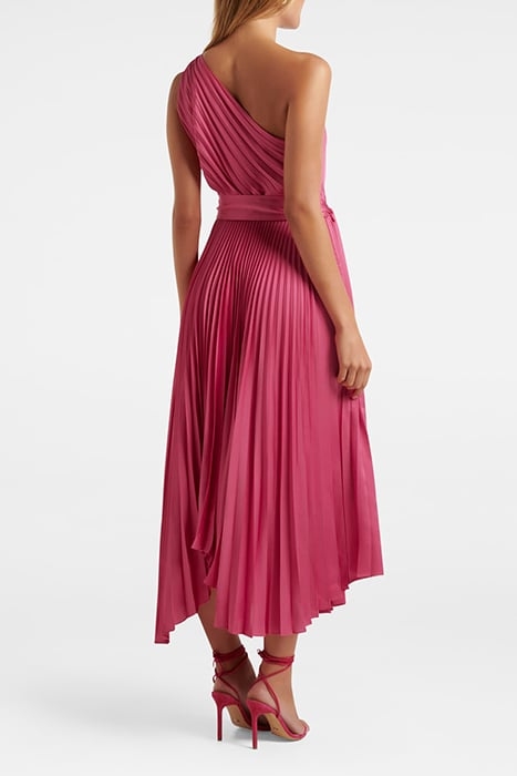 BRONTE SATIN PLEATED MIDI DRESS RASPBERRY JELLY 2