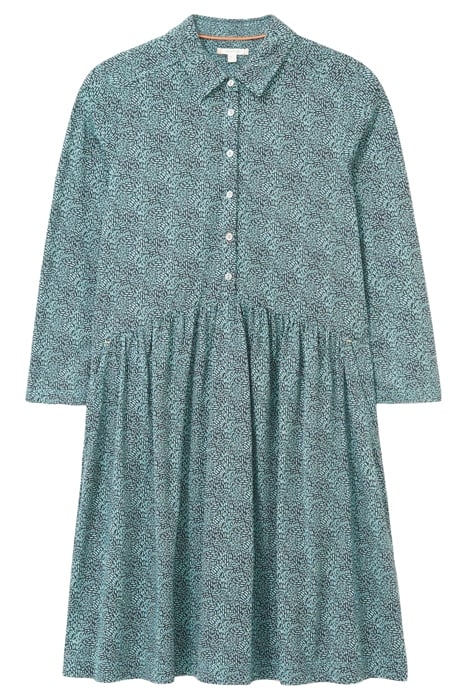 EVERLY JERSEY SHIRT DRESS TEAL MULTI 1