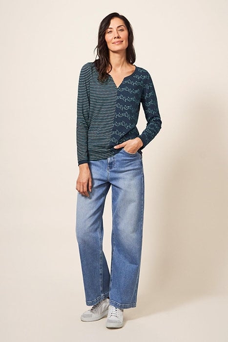 NELLY LS TEE TEAL MULTI 1