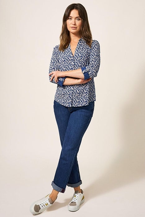 ANNIE PRINTED JERSEY SHIRT NAVY PRINTED 1