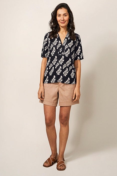 JUNE LINEN TOP BLK MLT 1