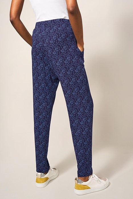 MAISON ECO VERO JERSEY TROUSER NAVY PRINT 2