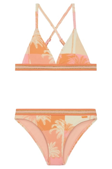 GIRLS LUNA BIKINI SET BLOCK PALM ICED STRAWBERRY PINK 1