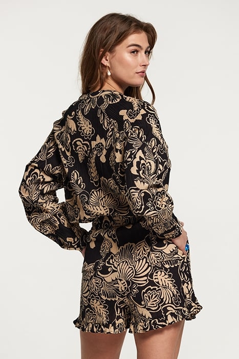 LADIES PLYMOUTH BLOUSE ARTSY LEAVES BLACK 2