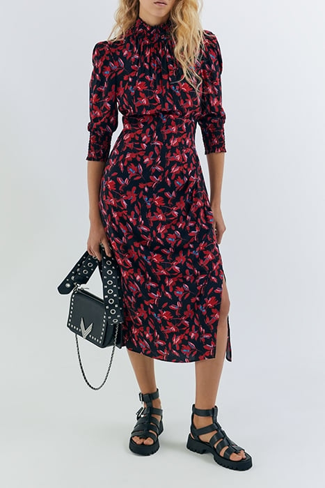 RED ROCK FLORAL PRINT DRESS WITH SMOCKED COLLAR 1