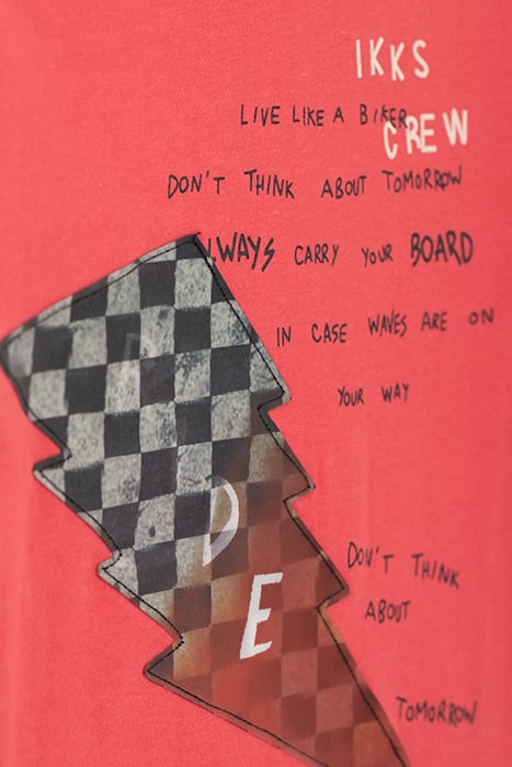 BOYS’ RED ORGANIC COTTON T-SHIRT WITH LENTICULAR LIGHTNING 4