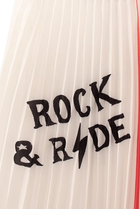 GIRLS’ WHITE LONG SKIRT WITH RED PLEATS 4