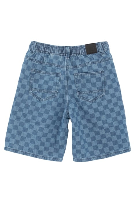 BOYS’ BLUE DENIM CHECKERBOARD MOTIF RELAXED BERMUDAS 3