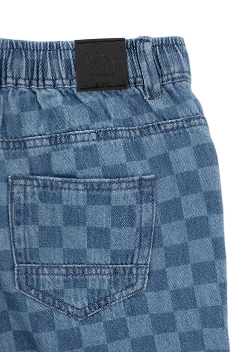 BOYS’ BLUE DENIM CHECKERBOARD MOTIF RELAXED BERMUDAS 5