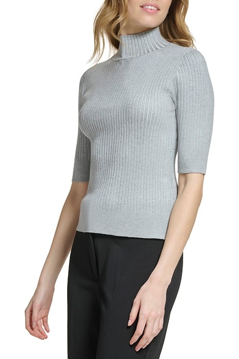 MOCKNECK RIB KNIT FLNT HTHR/IVRY 4