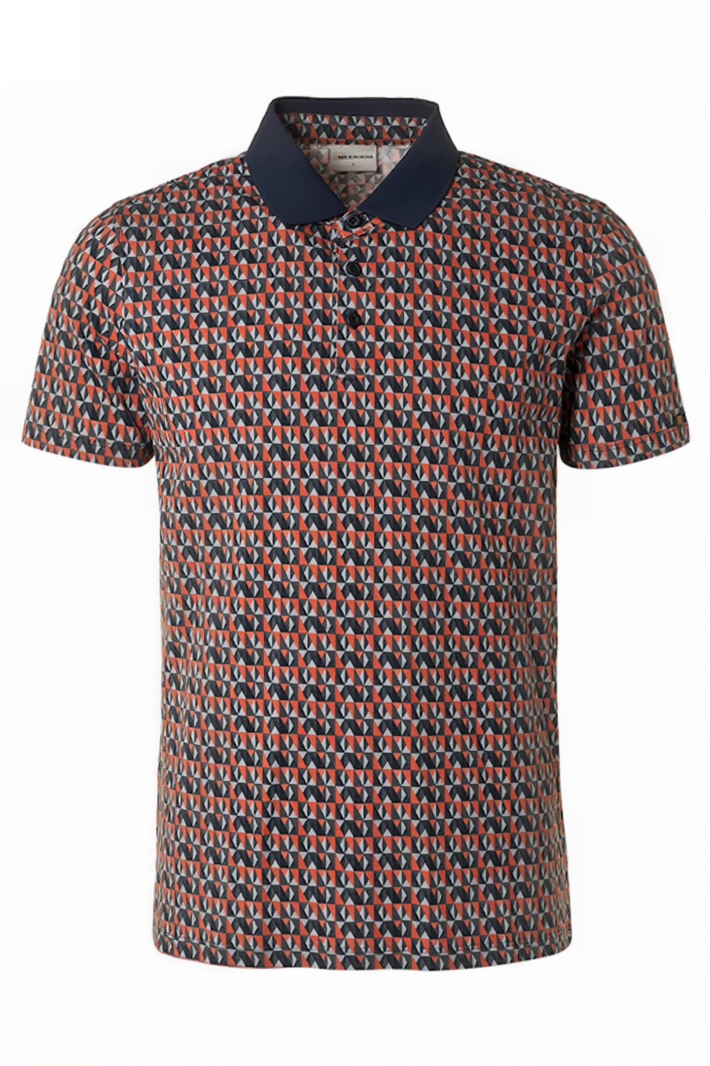 POLO PIQUE ALLOVER PRINTED STRETCH PAPAYA 4